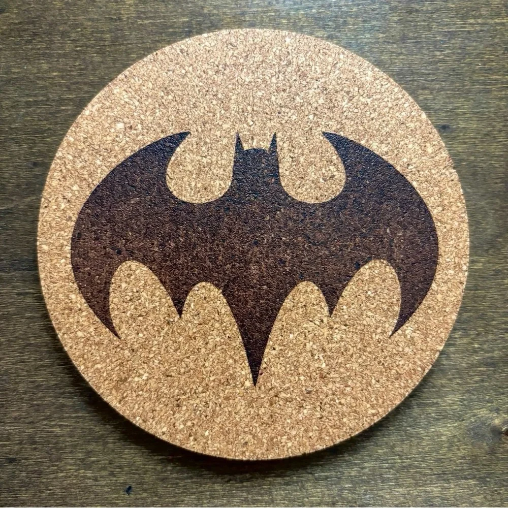 Batman Cinematic Logos Laser Engraved Cork Coasters Lot of 4